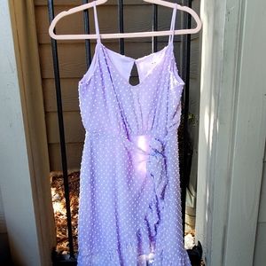 Lavender and White Polka Dot Tie Front Dress.
